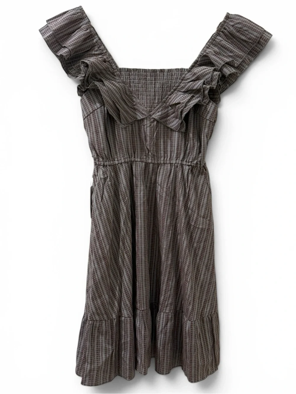 Mia Joy Maude Dress Pebble Beach Textured Smocked Ruffle Babydoll Mini Small NWT